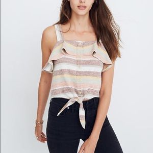 Madewell Texture & Thread Ruffle Tie Front Tank